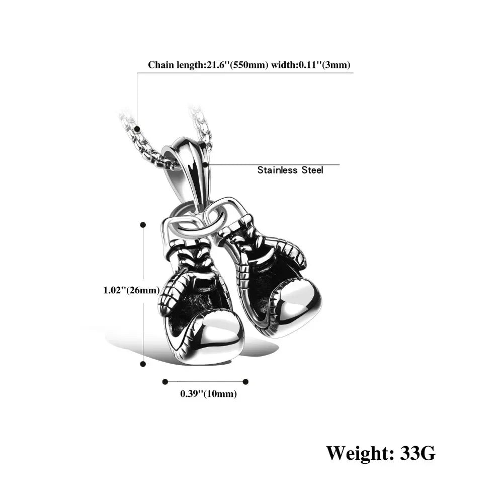 Collana a catena da uomo Hiphop Gioielli maschili fantastici Gioielli sportivi Fitness Collana con ciondolo doppio guanto da boxe