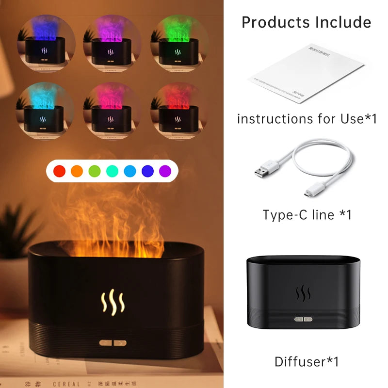 Vissko Aroma diffusore di fiamma a 7 colori umidificatore d'aria da 180ML aromaterapia ad ultrasuoni Cool Mist Maker lampada a olio essenziale Difusers