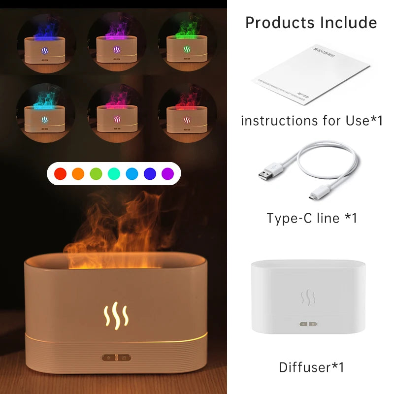 Vissko Aroma diffusore di fiamma a 7 colori umidificatore d'aria da 180ML aromaterapia ad ultrasuoni Cool Mist Maker lampada a olio essenziale Difusers