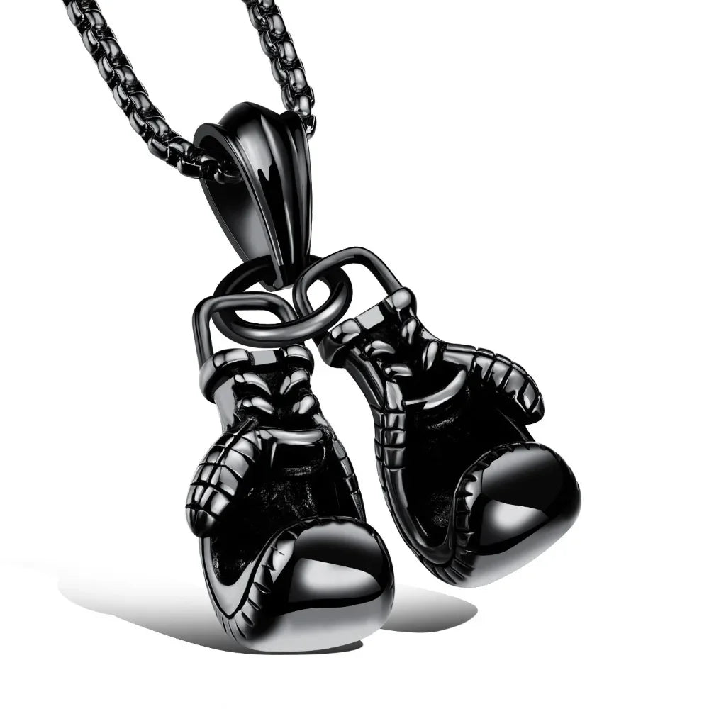Collana a catena da uomo Hiphop Gioielli maschili fantastici Gioielli sportivi Fitness Collana con ciondolo doppio guanto da boxe