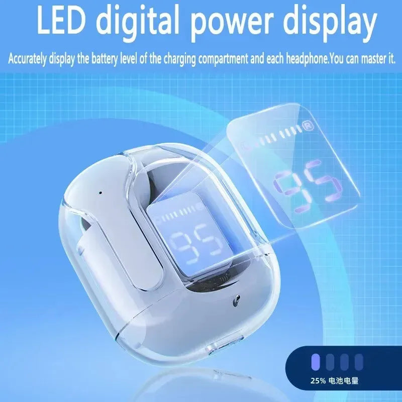 Auricolare Bluetooth Wireless T2 originale cuffie HIFI trasparenti LED Power Display digitale